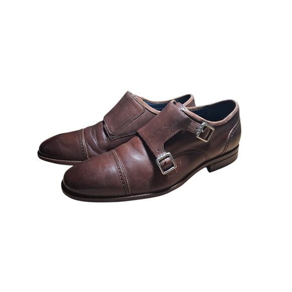 COLE HAAN Double Monk Strap Mens size 9M Grand Brown Cap-Toe Casual Career Shoes - Picture 8 of 15